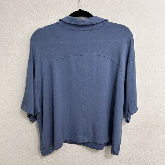 ATHLETA Westwood Sweatshirt Tee Top Womens Medium Blue Crop Oversized - Picture 6 of 8